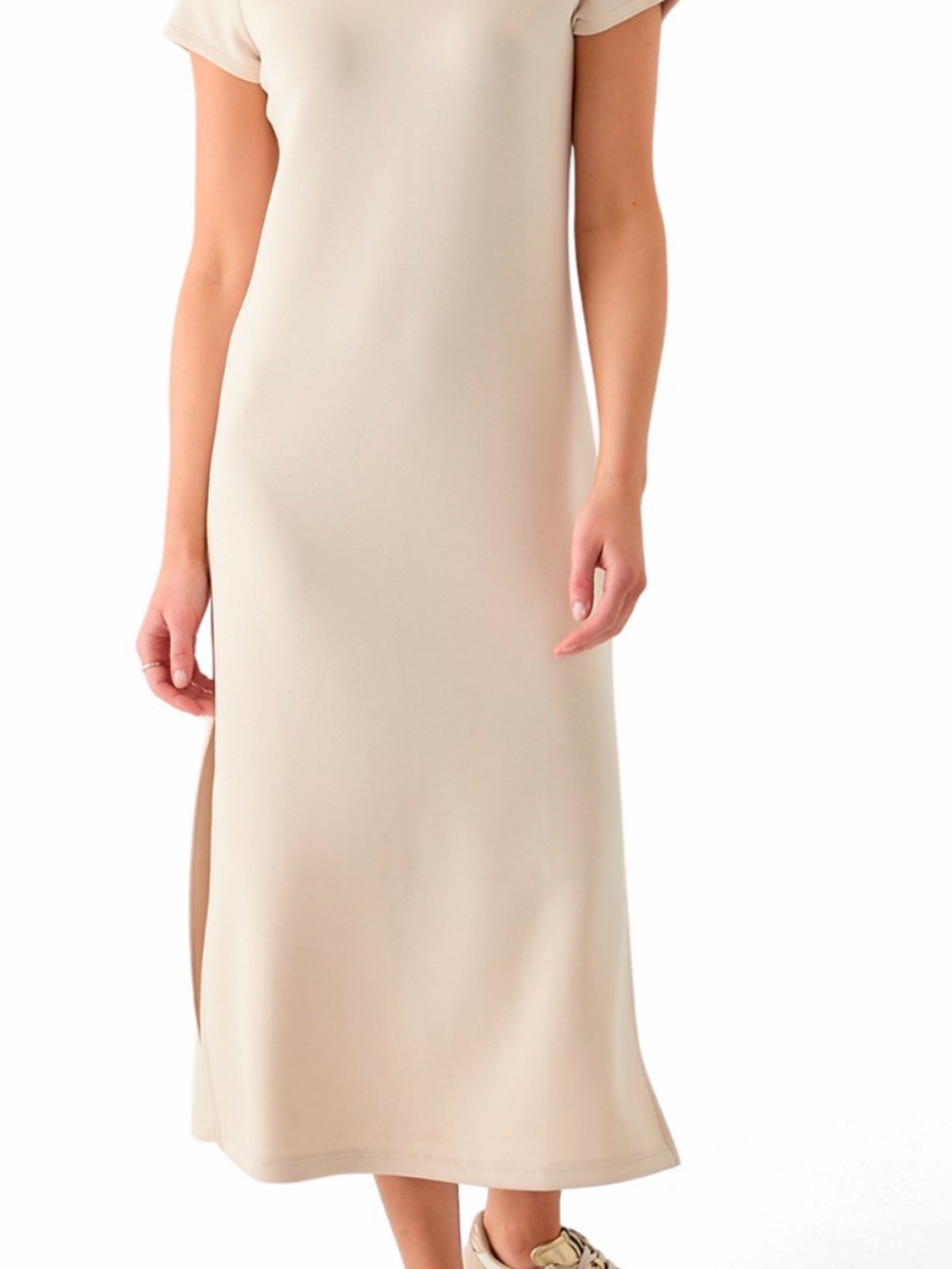 Magaschoni Cream Short-Sleeve Maxi Dress